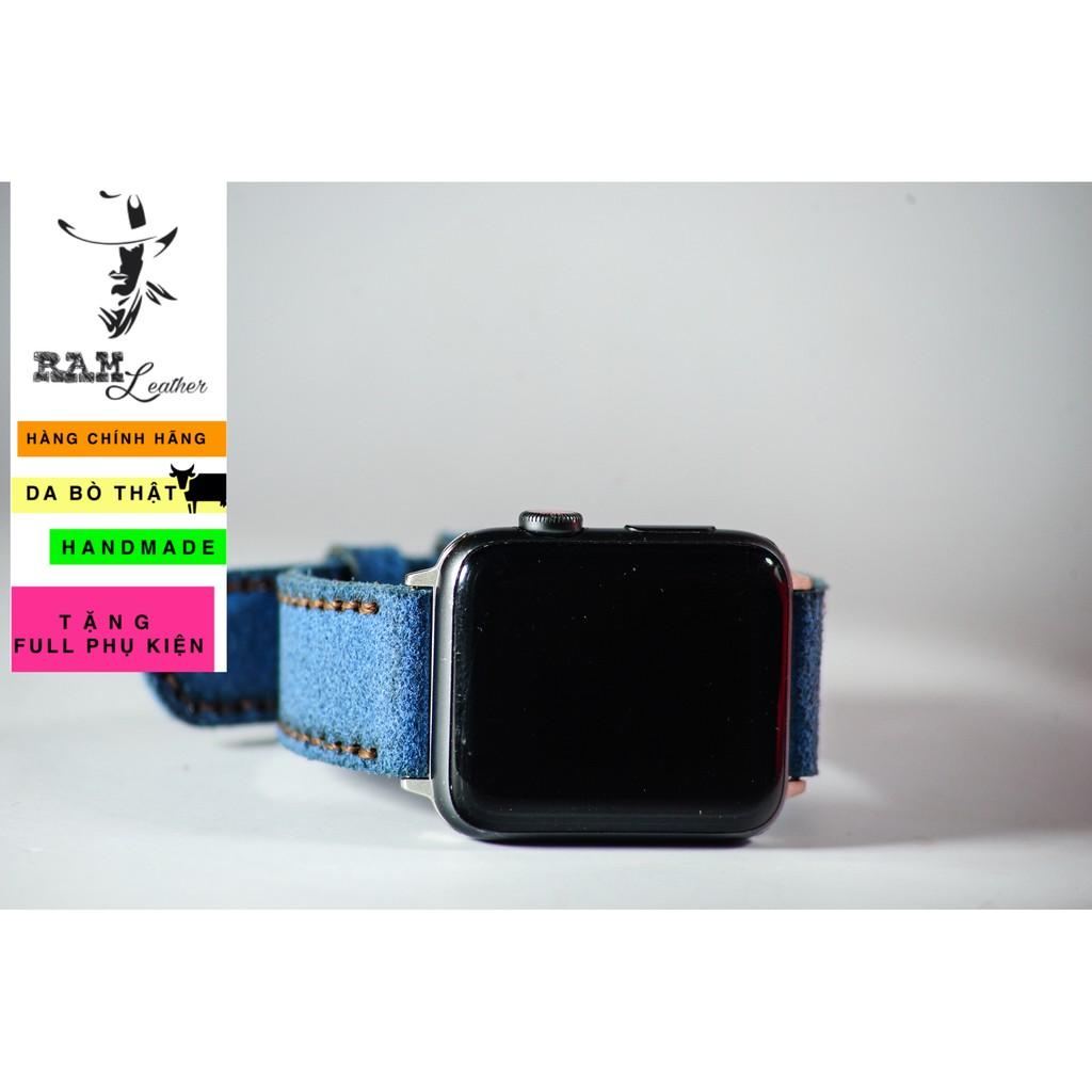 Dây đồng hồ RAM Leather cho apple watch da lộn xanh coban - RAM classic 1963