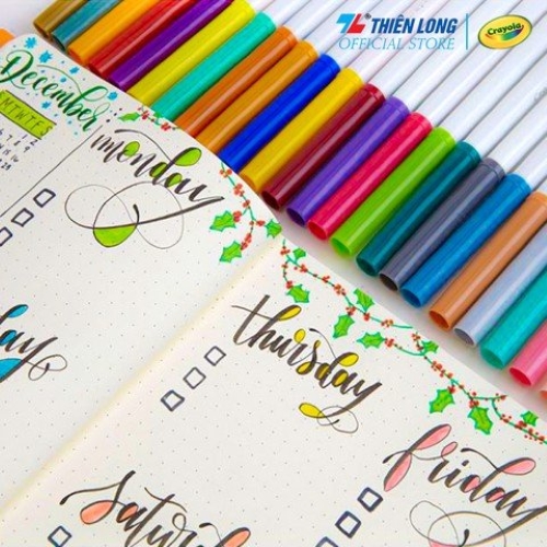 Bộ 50 màu bút lông nét mảnh - nét đậm có thể rửa được Crayola Supertips Washable Marker