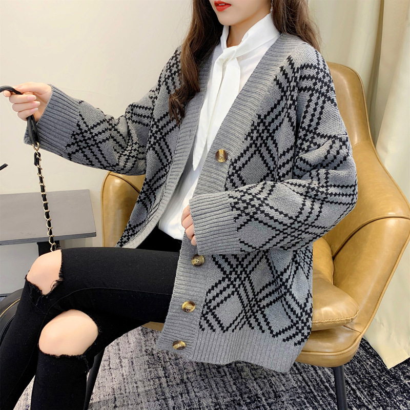 Hình ảnh Áo khoác len nữ cardigan dệt kim phong cách Hàn Quốc V15