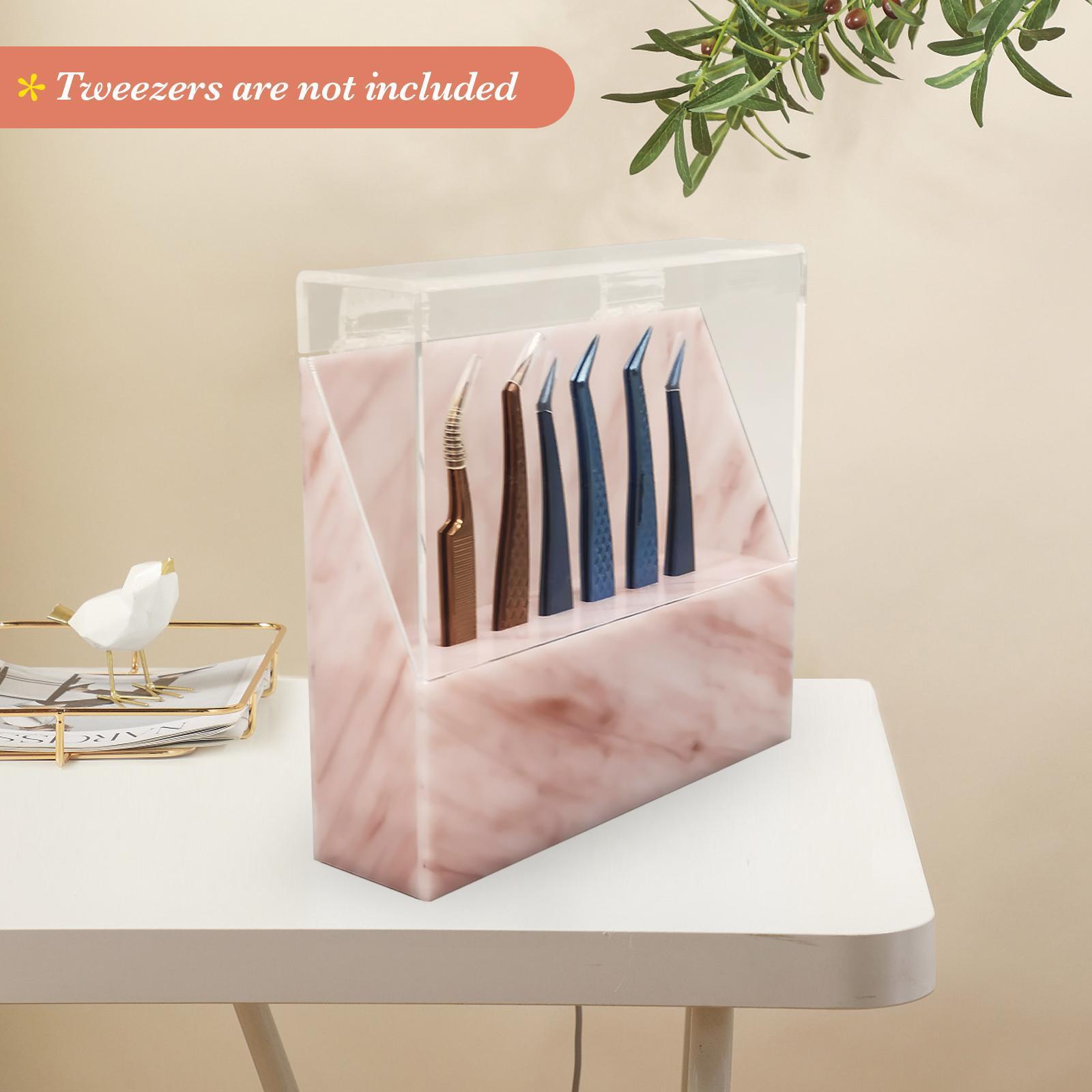 Eyelash Extension Storage Box Tweezers Organizer Case Stand Holder Black