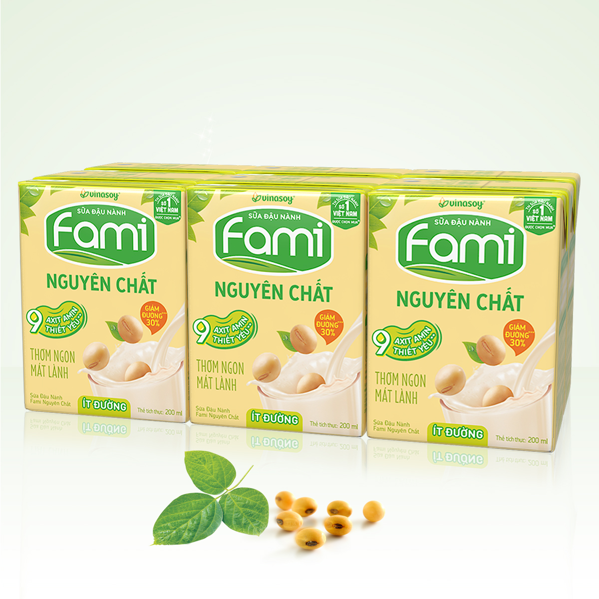 Thùng Sữa đậu nành Fami Nguyên Chất ít đường (200ml x 36 Hộp)