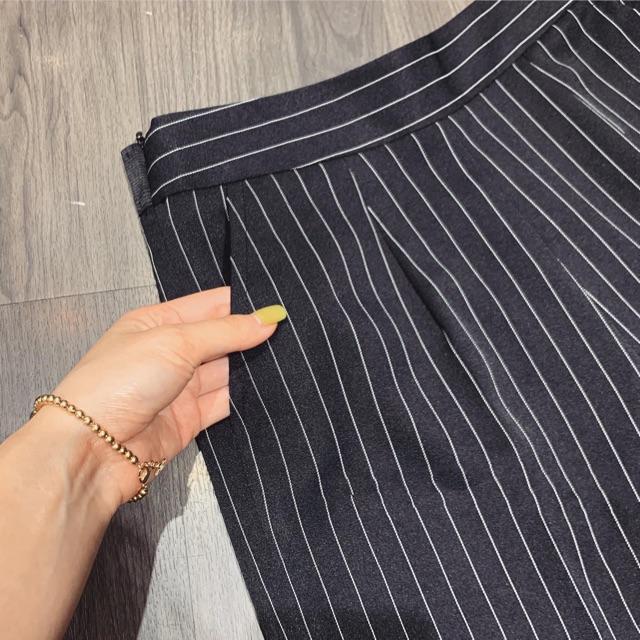 Quần kẻ cạp chun sau ống suông khoá hông siêu hót