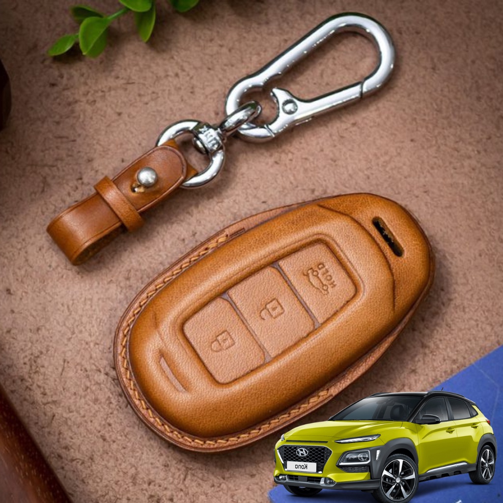 Bao Da Chìa Khóa ô tô HYUNDAI KONA Cao Cấp | Bọc chìa khóa ô tô da thật khâu tay