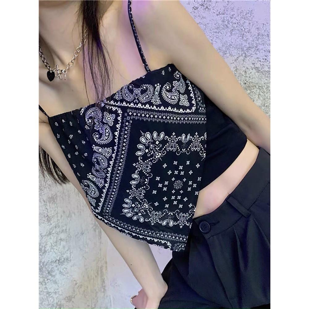 Áo 2 dây croptop nữ Sexy Bandana Hở Lưng Họa Tiết thổ cẩm chất bo tăm siêu đẹp, có giãn tốt