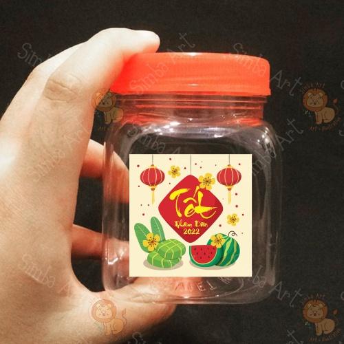 {XẢ HÀNG} Combo 20 Tem dán hộp, hủ, chai, lọ đựng mứt Tết, khô, hộp quà tặng( kích thước 5 X 5cm)