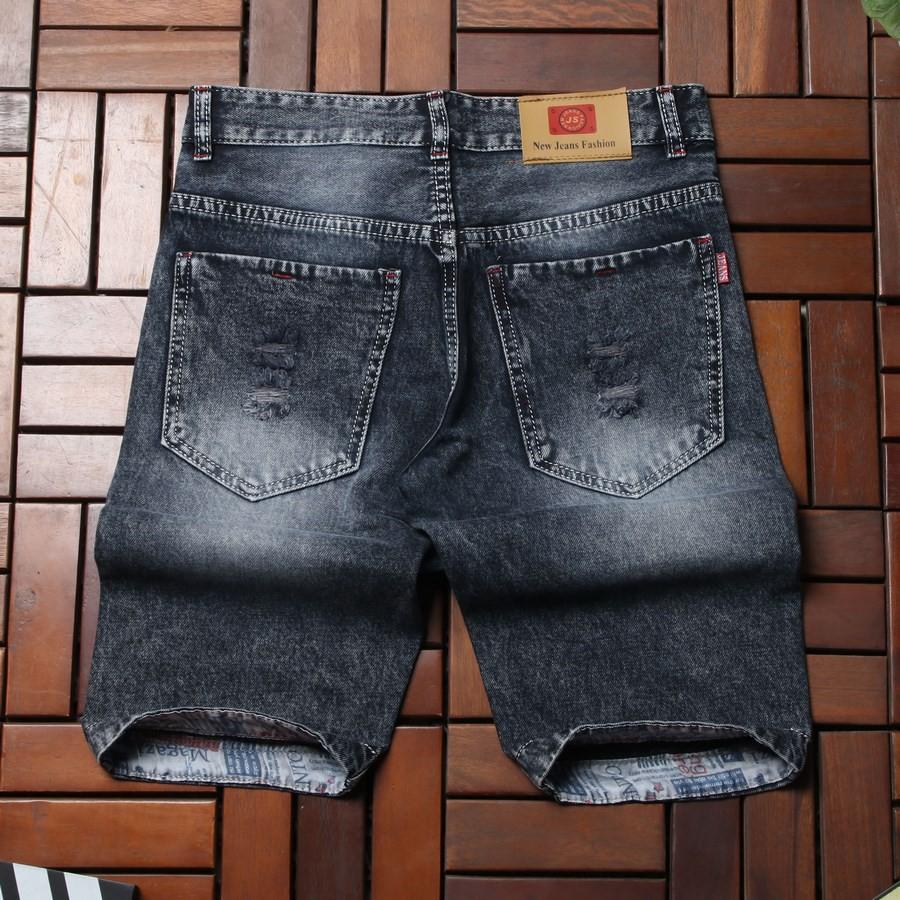 Quần short jean nam đen bạc rách lỗ GN415 Gấu Nâu