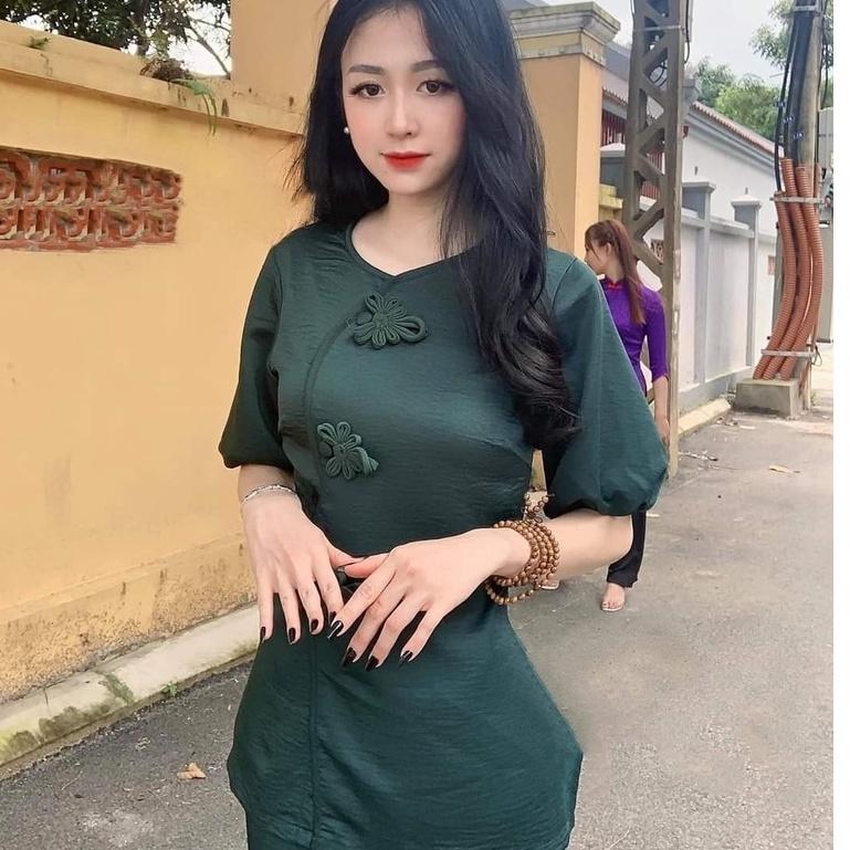 ĐỒ LAM ĐI CHÙA Mẫu Lụa Cao Cấp 3 Cúc Hoa