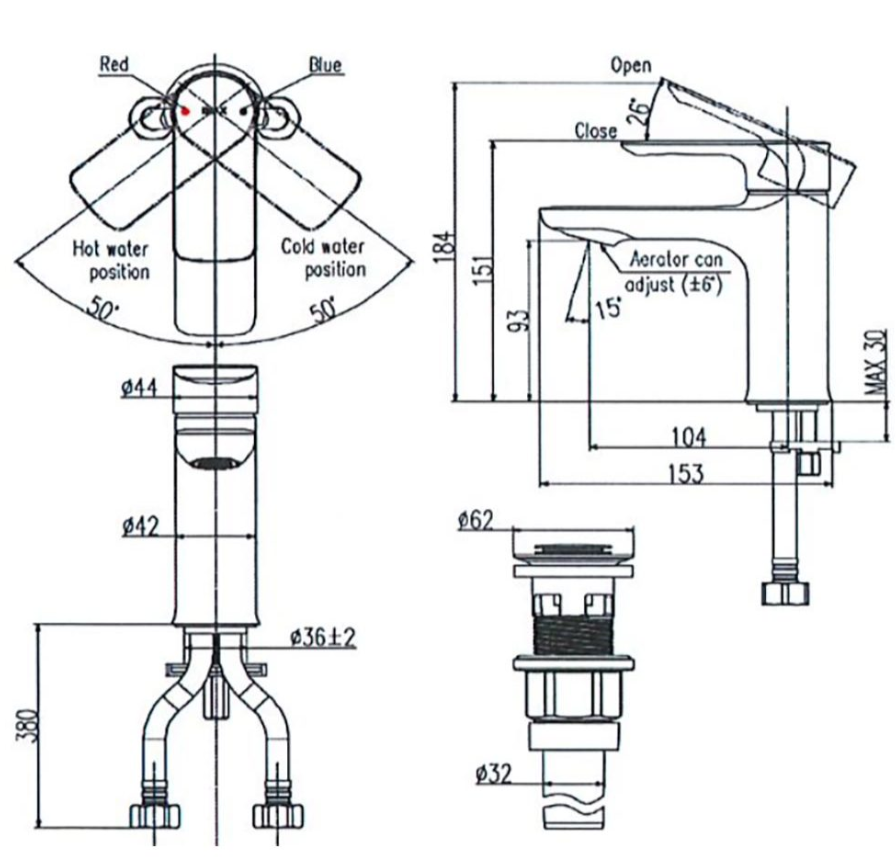 Vòi chậu nóng lạnh LFV-612S (Dòng S400 Line)