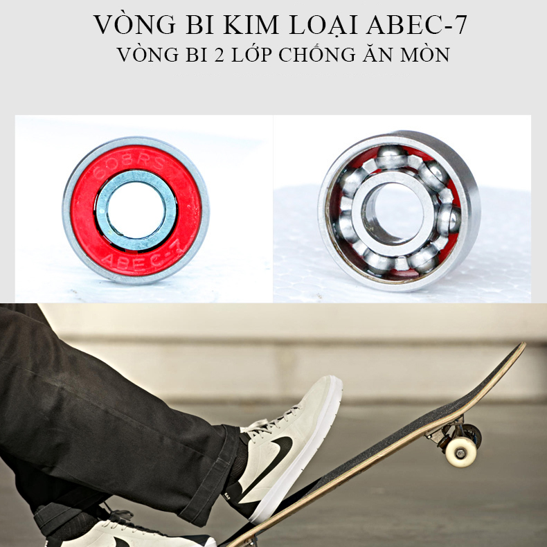 Ván trượt thể thao skateboard 80cm cao cấp đạt chuẩn thi đấu, 8 lớp gỗ phong ép mặt nhám, siêu bền, siêu chịu lực.