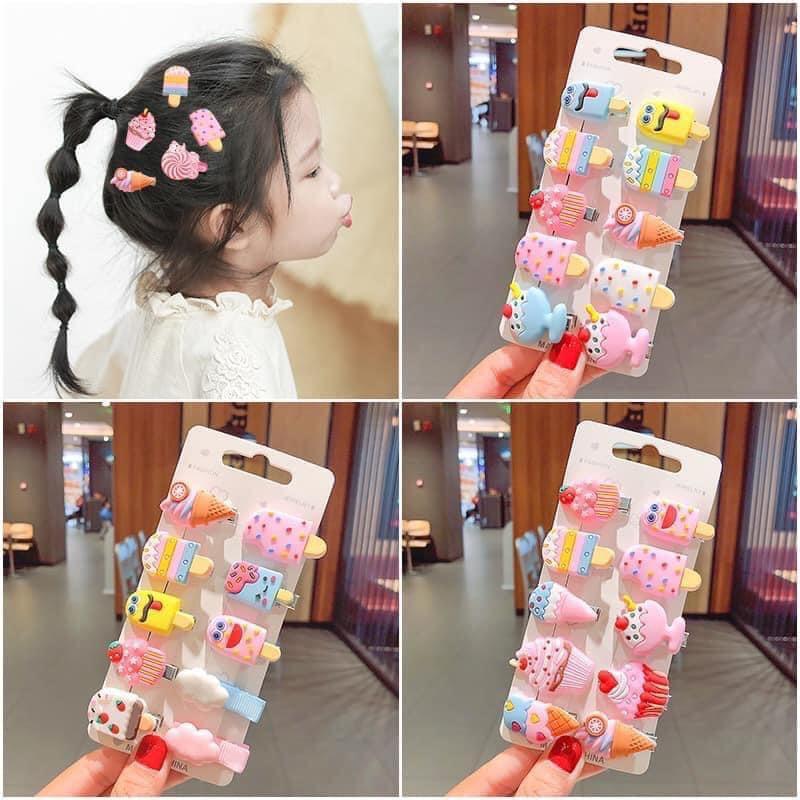 Set 10 kẹp tóc hoạt hình đáng yêu cho bé cực chất