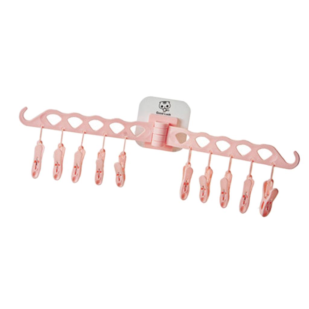 Foldable Clip and Cloths Hanger, Sock Hanger Underwear Hanger with 10