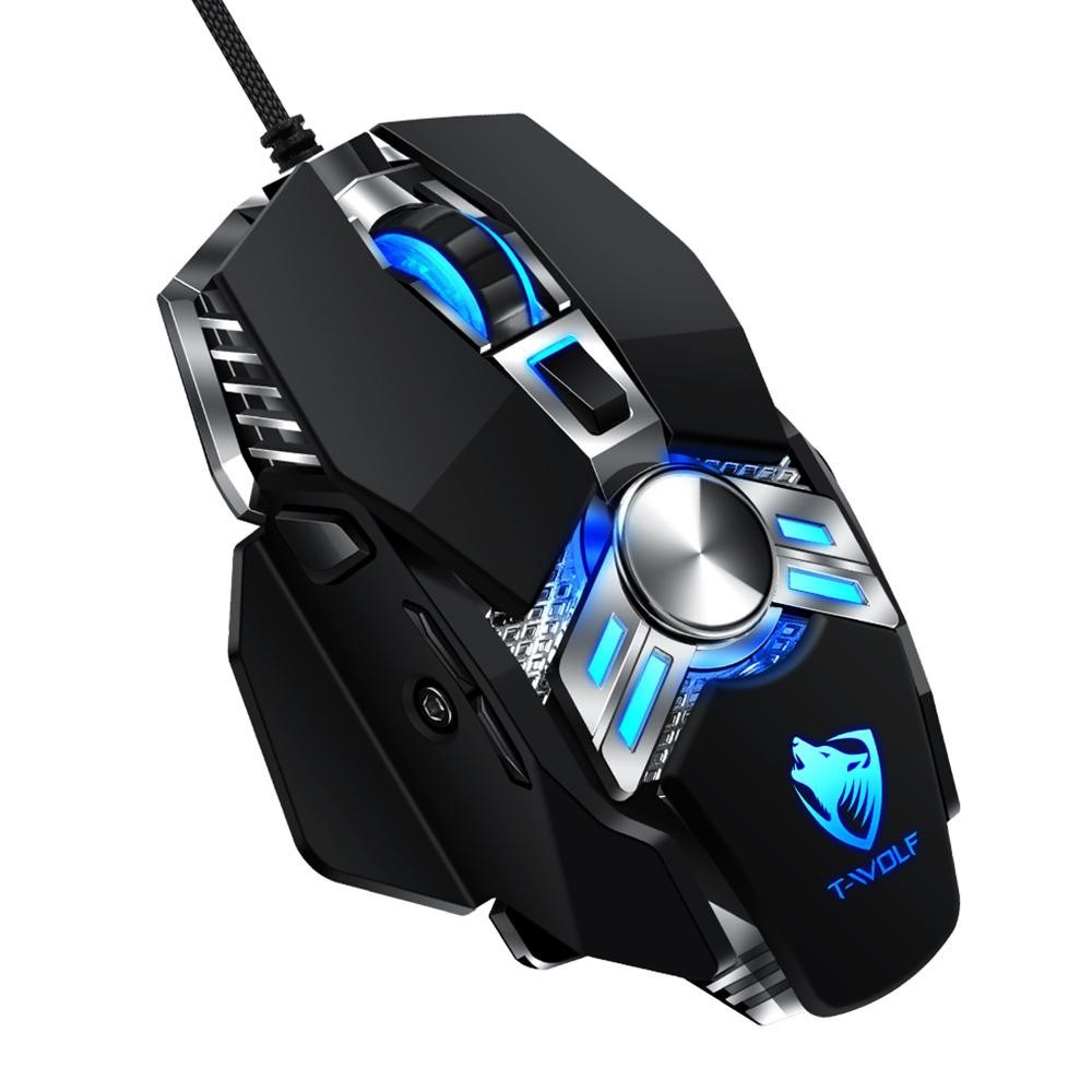 Chuột dây Gaming JVJ T-Wolf V10 - Tặng kèm lót chuột - Hàng chính hãng