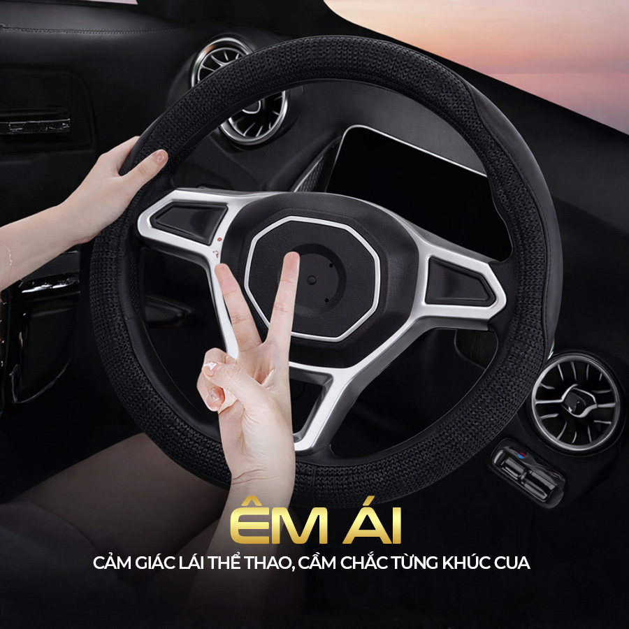 Bọc Vô Lăng D-Cut CIND E011D Size M Màu Đen Da PU Lõi TPE Chống Trượt Siêu Êm - Nhập Khẩu Chính Hãng