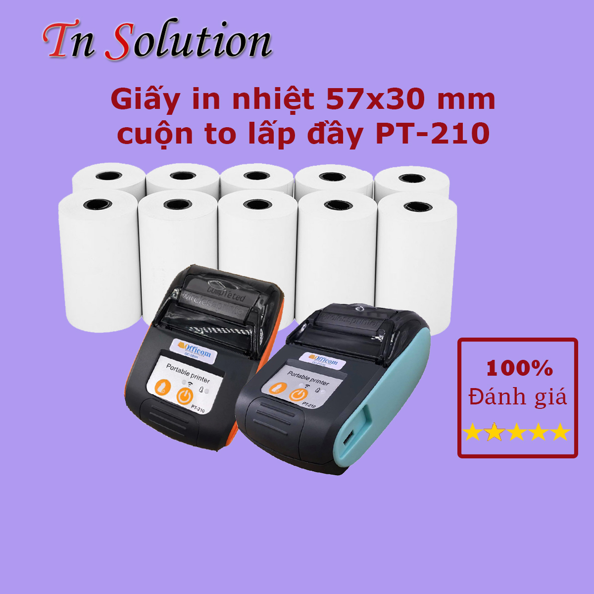 Giấy in nhiệt cho máy in mini bluetooth pt-210 loại lớn lấp đầy có lõi nhựa