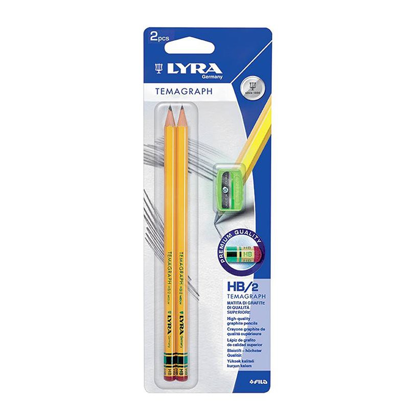 Vỉ 2 bút chì temagraph HB + gọt chì - LYRA