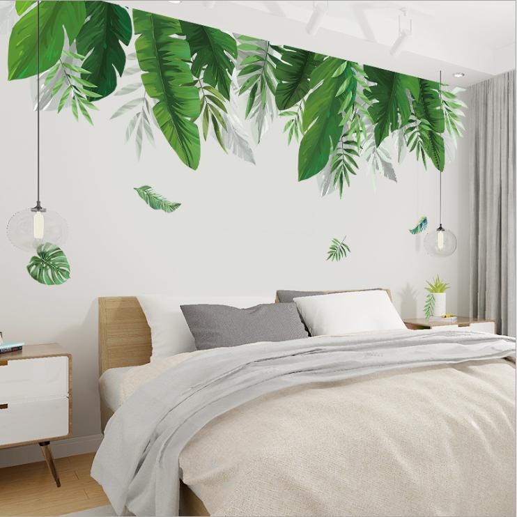 Decal dán tường Giàn lá xanh 3D phong cách Hàn Quốc DCX062 (70 x 150cm)