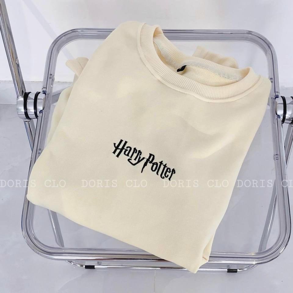 Áo Sweater Tay Phồng Dáng Rộng In Hình Lá Bài Harry Chất Nỉ Mềm Mịn Thiết Kế Dễ Thương Siêu Đẹp