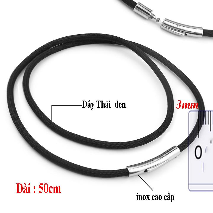 Dây chuyền nam màu đen trangsucpt kích cỡ 3mm với thiết kế đơn giản thép không gỉ PTDCNA37