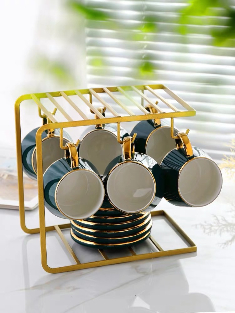 Bộ ấm chén sứ xanh cổ vịt mạ vàng cao cấp - BDC12