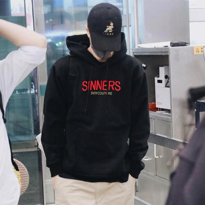 Áo hoodie giống Vương Nhất Bác hoodie in chữ Sinners