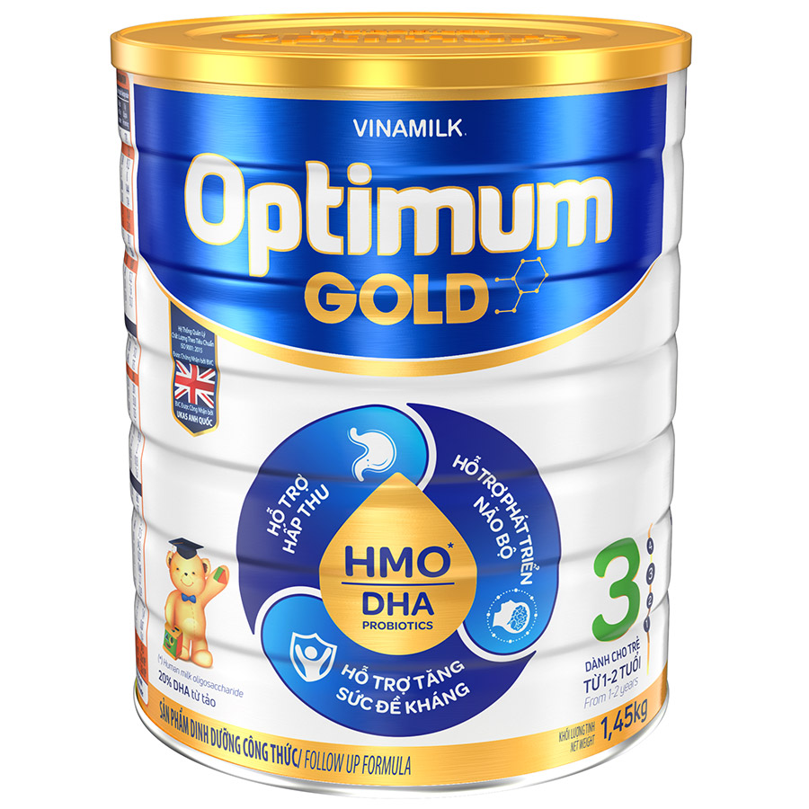 Sữa bột Vinamilk Optimum Gold Step 3 Hộp Thiếc 1450g