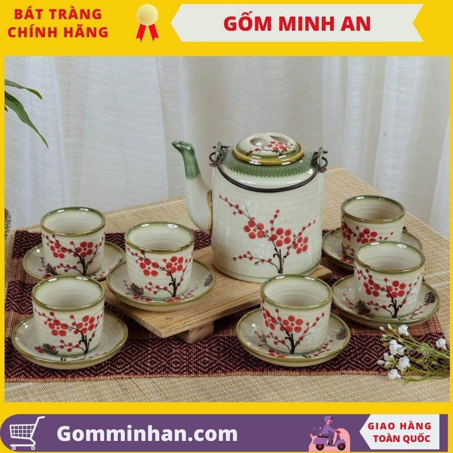 Bộ Ấm Tích Sứ men tro cổ- Gốm Sứ Bát Tràng- gốm Minh An dung tích 1.2lit