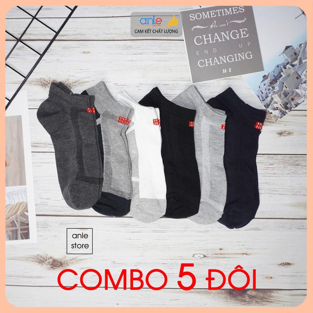 Combo 5 Tất nam Vớ nam Cổ ngắn Cotton thấm hút mồ hôi Co dãn thoải mái - Nhiều màu - Anle Store
