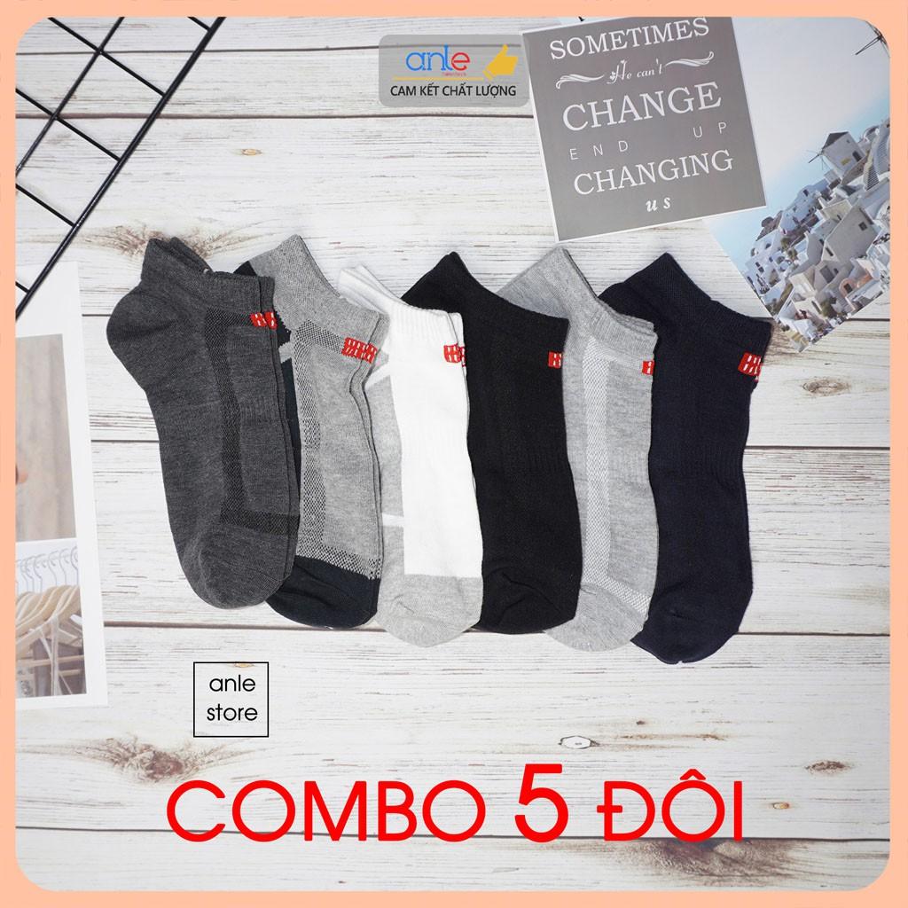 Combo 5 Tất nam Vớ nam Cổ ngắn Cotton thấm hút mồ hôi Co dãn thoải mái - Nhiều màu - Anle Store