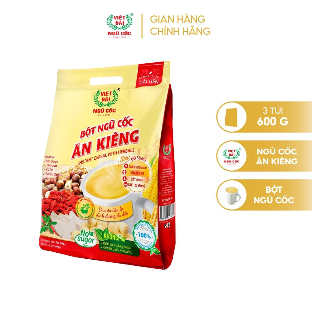 Combo 3 Bột Ngũ Cốc Ăn Kiêng VIỆT ĐÀI Không Đường Cung Cấp Đầy Đủ Dinh Dưỡng Cho Người Giảm Cân Túi 525g