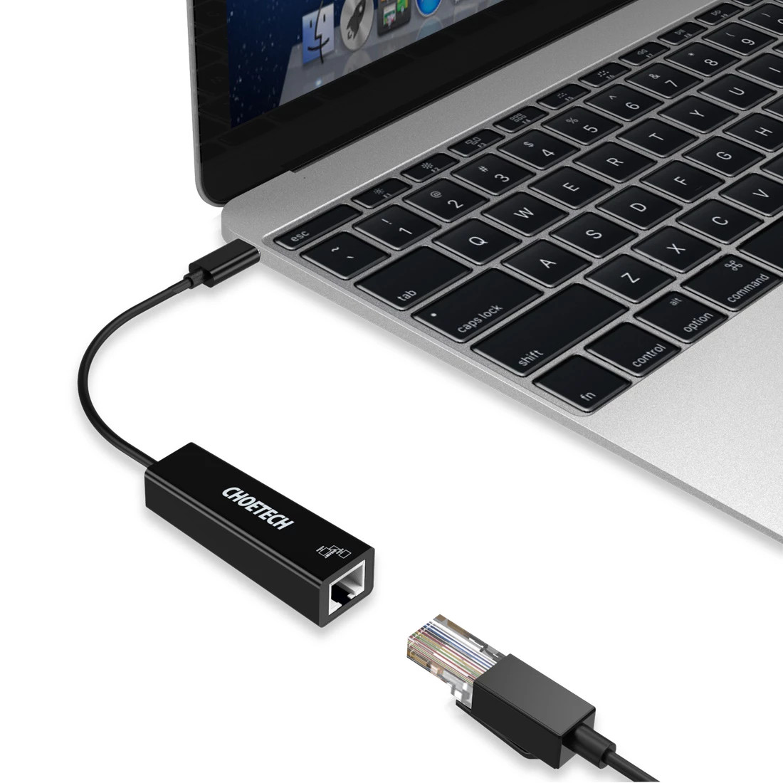 Đầu chuyển Type-C 3.1 ra cổng LAN RJ45 hiệu CHOETECH HPK-HUB-R01 cho điện thoại Macbook - Hàng chính hãng