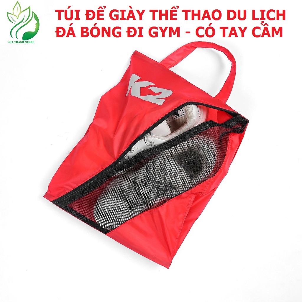 Set 2 Túi đựng giày thể thao K2 Korea - Túi để giày du lịch đá bóng đi gym màu đỏ đen ( giao màu ngẫu nhiên ) Kích thước túi GiaThanh 38x28 cm