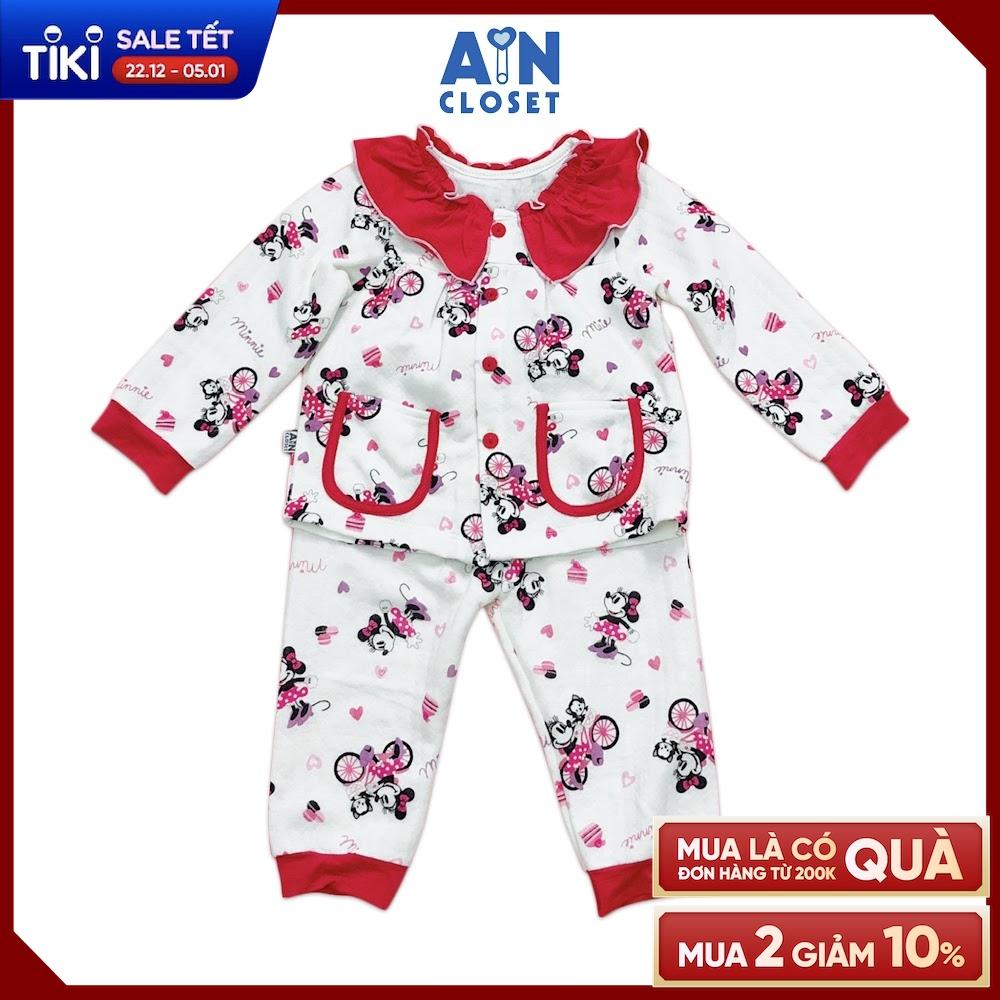 Bộ quần áo dài bé gái Mickey hồng chần bông nhẹ - AICDBG2DRSS7 - AIN Closet