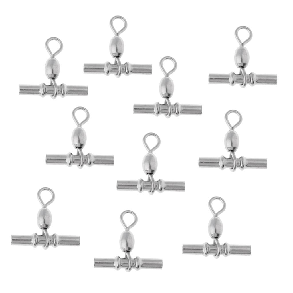 10pcs Fishing Crimp Swivel Cross-line Crane Swivel Tackle Connector
