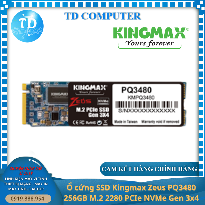 Ô cứng SSD Kingmax 256GB NVME PQ3480 - Hàng chính hãng Viễn Sơn phân phối