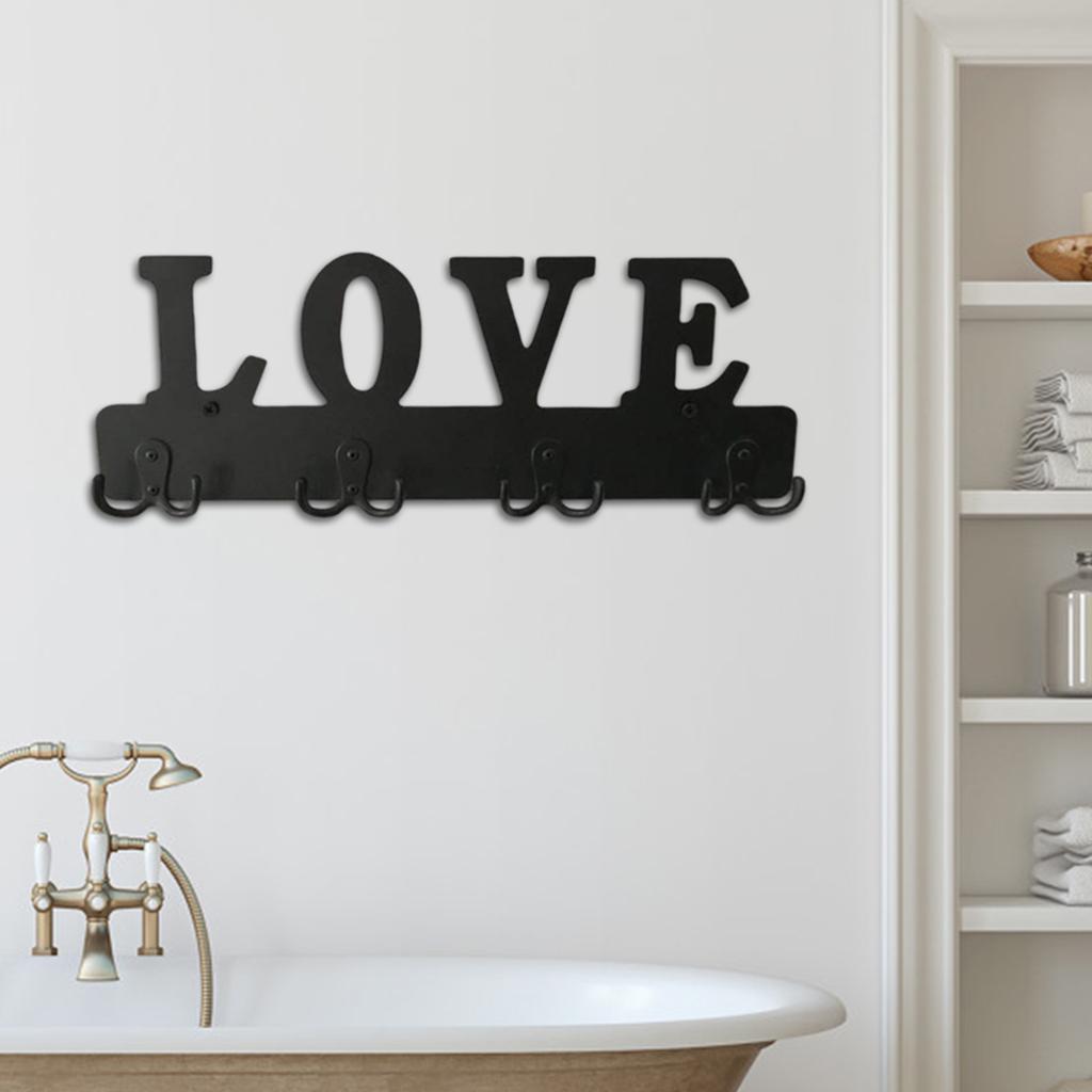Steel Hooks w/ Love Letter Coat Clothes Door Holder Rack Hook Wall Hanger