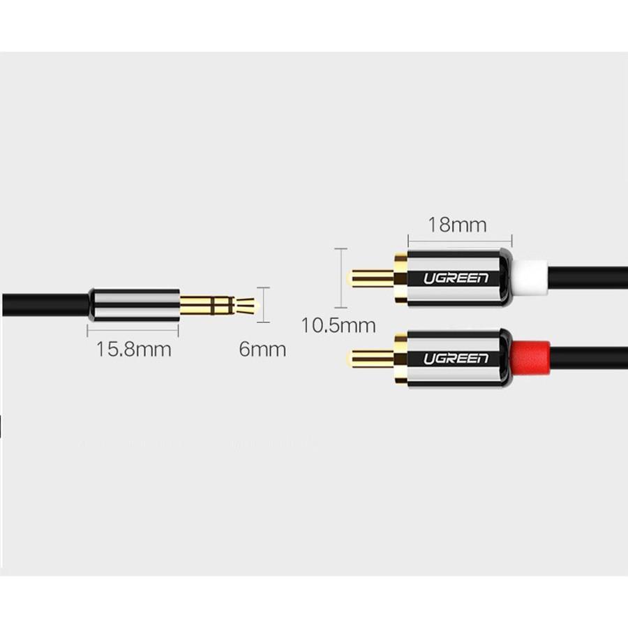 Ugreen 10749 - Cáp âm thanh 3.5mm to 2 RCA dài 1m cao cấp-Hàng Chính Hãng