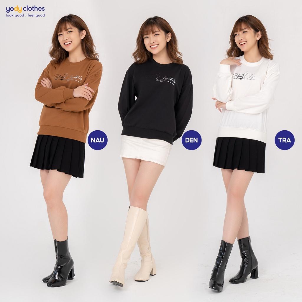 Áo hoodie thu đông YODY phom Sweater chất liệu nỉ thêu chữ siêu ấm ATN5024