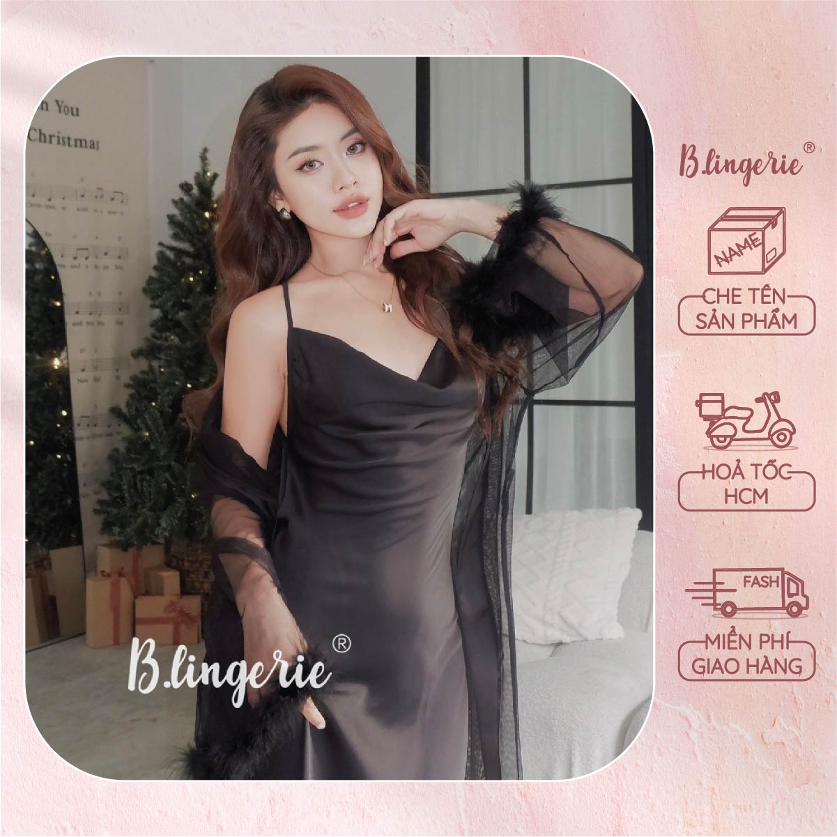 Váy Ngủ Trơn Xẻ Tà Nữ Tính - B.Lingerie