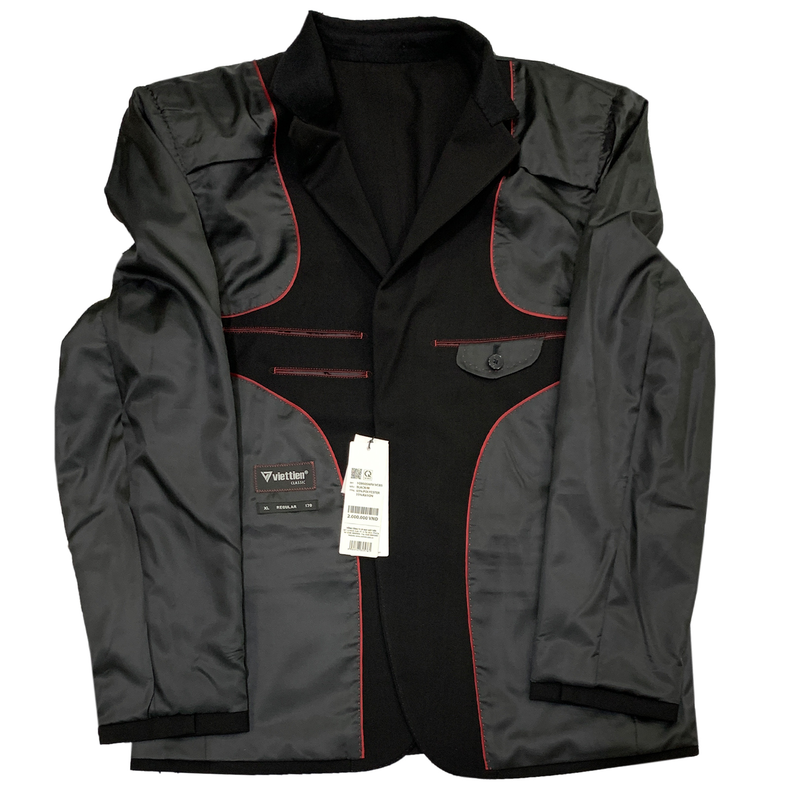Viettien - Bộ vest nam phong cách thời thượng màu đen 1Q9505
