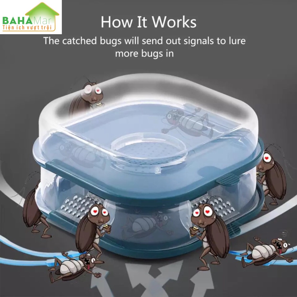 HỘP BẪY GIÁN VÀ CÔN TRÙNG NHỎ TỰ ĐỘNG 2 TẦNG "BAHAMAR" Thiết Kế cửa để gián sẽ đi qua cửa sập không quay ra được và được bị mắc kẹt.