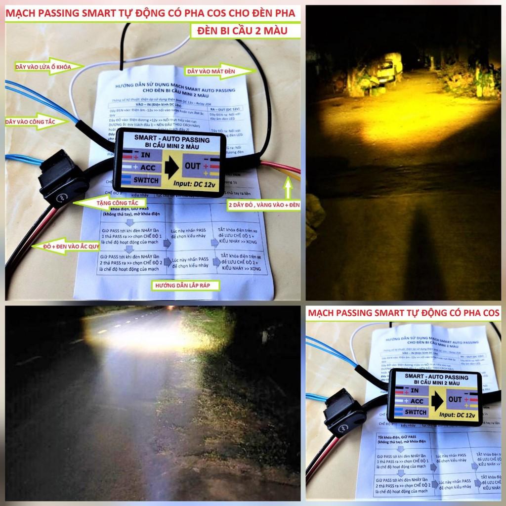 Mạch passing 3s auto cho đèn bi cầu 2 màu pha cốt có học lệnh nhiều chế độ