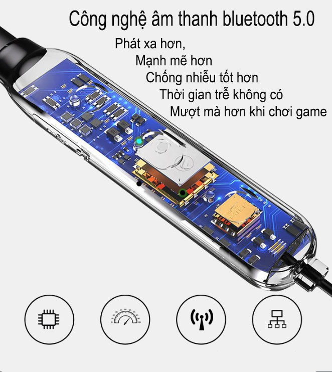 Tai nghe  bluetooth 5.0 Pin 12h  không dây hỗ trợ thẻ nhớ  TF D82  đi kèm 1 túi đựng