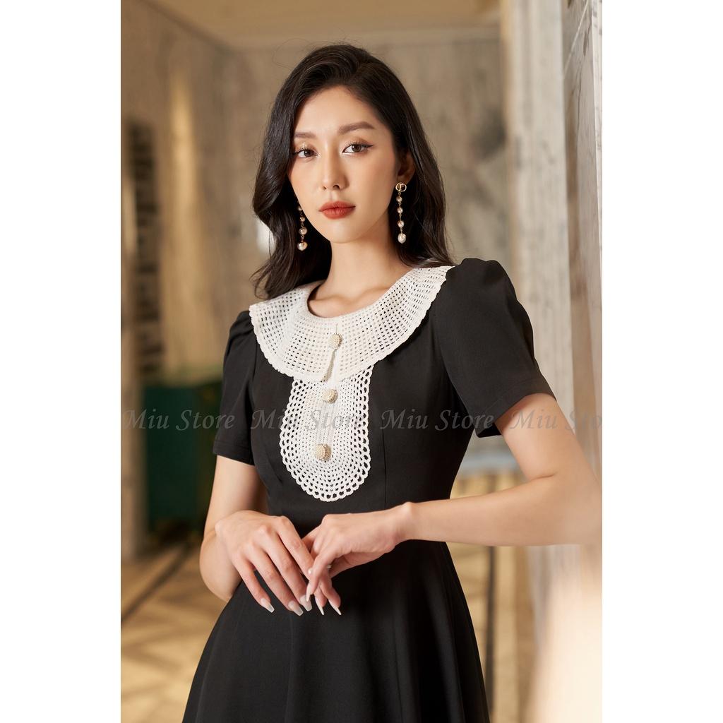 D00477 - Đầm thiết kế cao cấp cổ phối ren sang trong công sở Miu Store