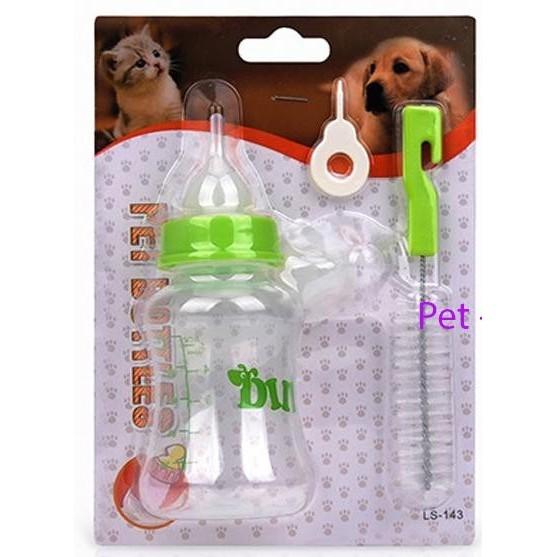 BỘ BÌNH SỮA CHO CHÓ MÈO PET THÚ CƯNG Loại 150ml Chất liệu nhựa an toàn Gồm 2 núm Kèm cây rửa tiện lợi Thương Hiệu DIIL