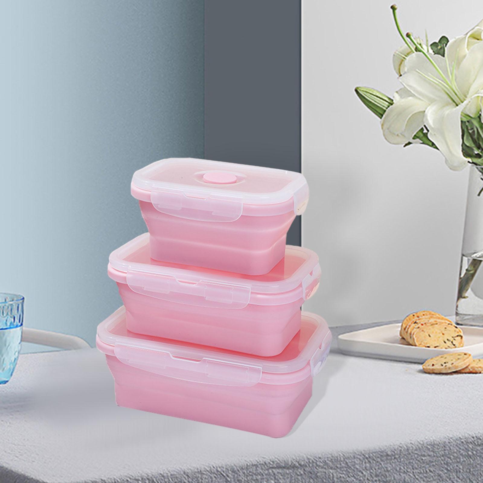 3Pcs Eco Friendly Silicone Bento Lunch Box Microwave Safety for Home