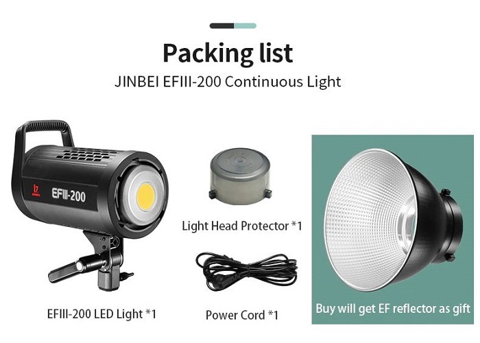 Đèn led studio Jinbei EFIII-200 Hàng Chính Hãng