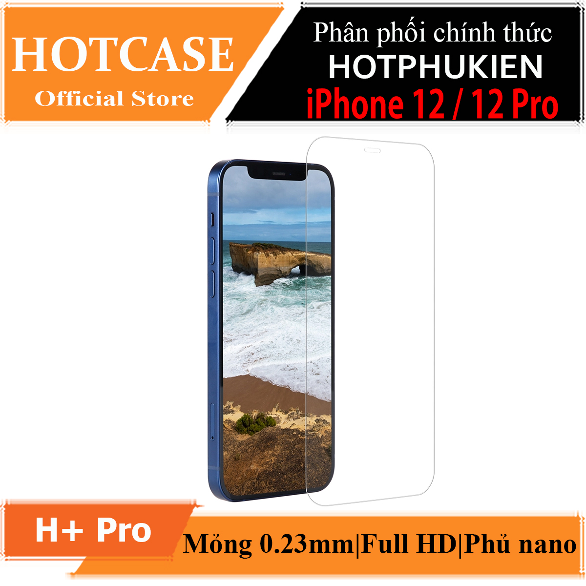 Miếng dán kính cường lực iPhone 12 / iPhone 12 Pro (6.1 inch) hiệu HOTCASE HBO (độ cứng 9H, mỏng 0.3mm, hạn chế bám vân tay) - hàng nhập khẩu