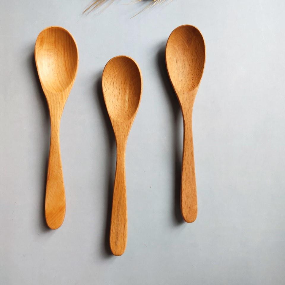 Thìa, Muỗng Gỗ Beech 18cm, Thìa Gỗ Tự Nhiên, Thìa Ăn Chè, Soup, Cơm Tiện Lợi
