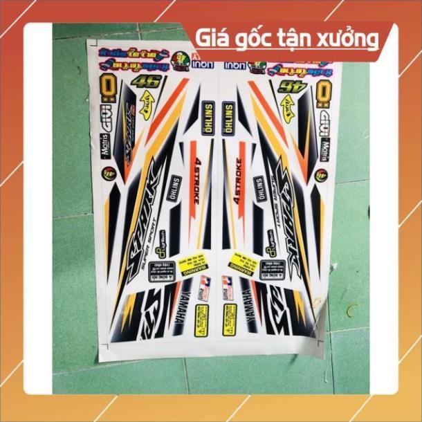 Tem rời sirius spark in trong dán xe trắng hoặc bạc