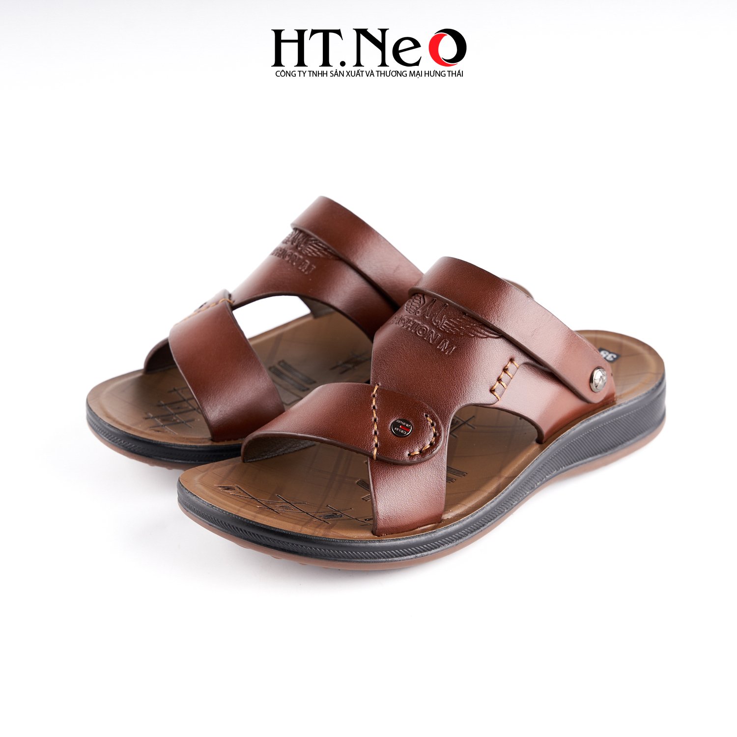 Sandal nam HT.NEO 100% da bò mềm mại, đế cao su nguyên khối, khâu may chân quai siêu chắc chắn SD156